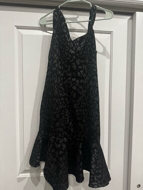 Laundry Shelli segal size 6 Black Sparkle leopard Print Dress